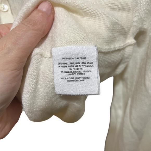 Anthropologie Moulinette Soeurs Elegant White Cream Wool Women's Blouse - Picture 5 of 14